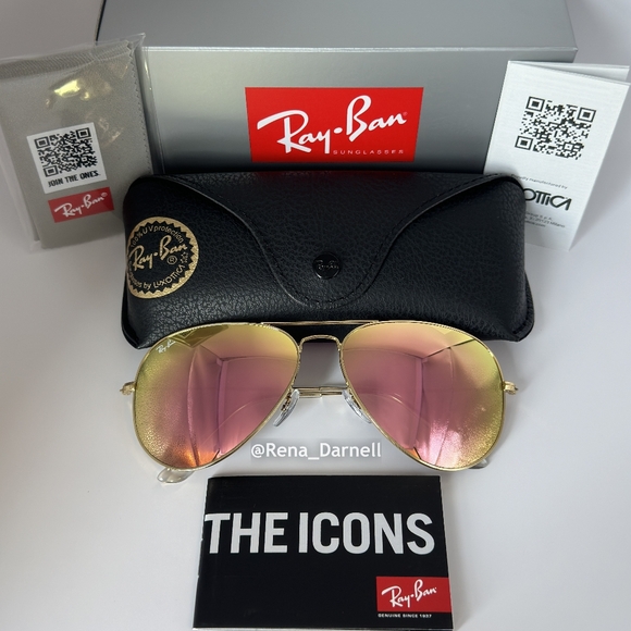Pink RayBan Aviator Mirror RB3025 New - Picture 12 of 14